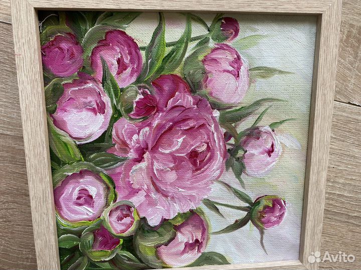 Картина маслом. Пионы