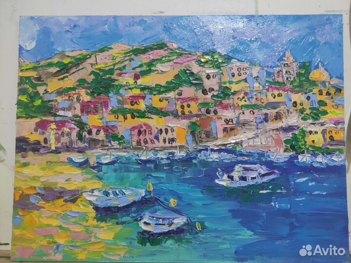 Картина маслом бухта