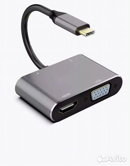 Разветвитель HUB 4в1 Type C hdmi + VGA + USB 3.0 +