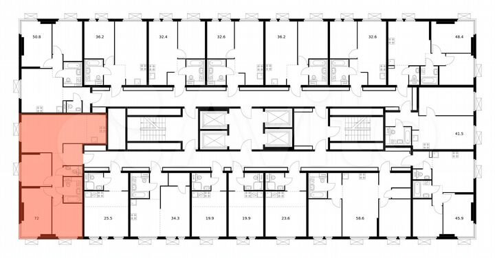 3-к. квартира, 72 м², 21/33 эт.