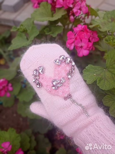 Варежки вязаные ручной работы