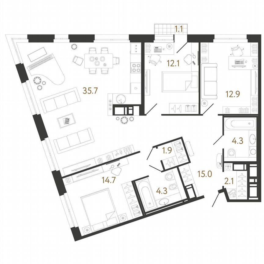 3-к. квартира, 103 м², 6/12 эт.