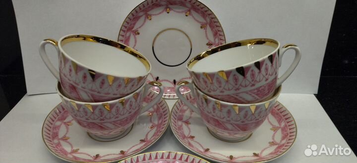 Чайная пара фарфор, позолота лфз СССР. редкие