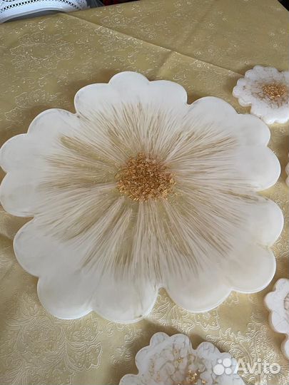 Поднос с подстаканниками из эпоксидной смолы