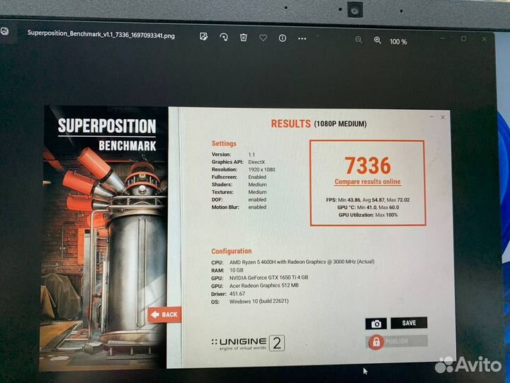 Ноутбук Acer Nitro Ryzen 5 6 ядер/ GTX 1650 Ti 4Gb