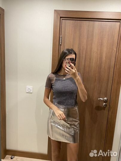 Блестящая юбка боди топ