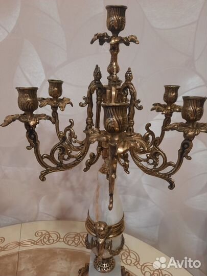 Подсвечник канделябр Бронза и мрамор