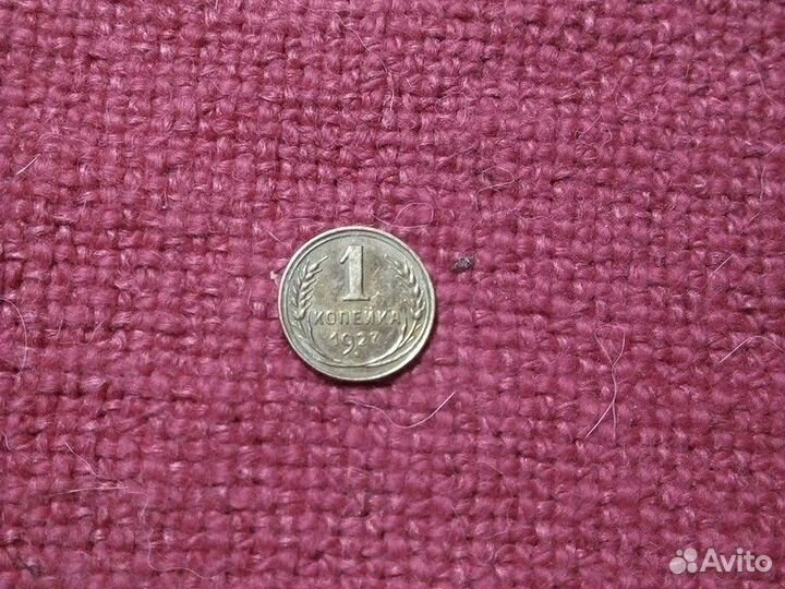 Монеты СССР 1 коп 1927 год (XF)
