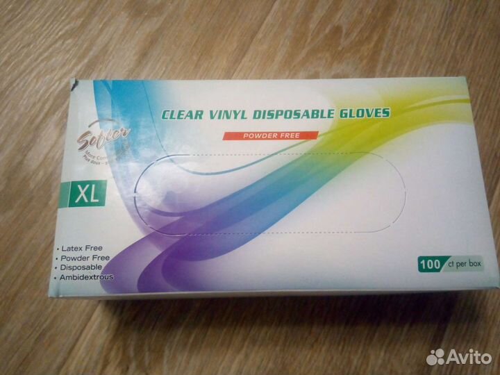 Виниловые медицинские неопудр. перчатки, размер XL