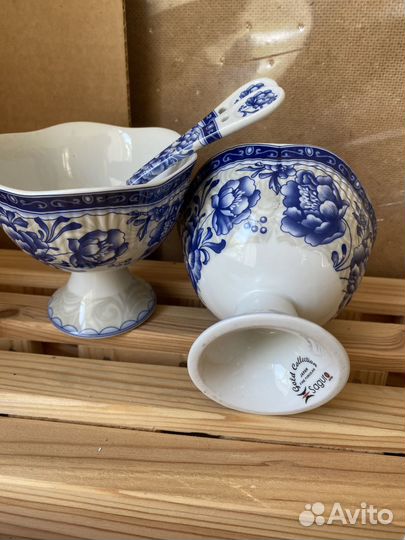 Креманки фарфоровые с ложками Япония винтаж 70е