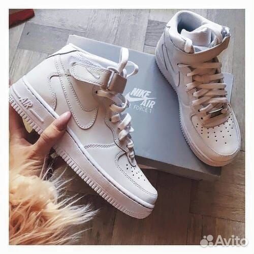 Кроссовки Зимние Nike Air Force1 Mid Black & White