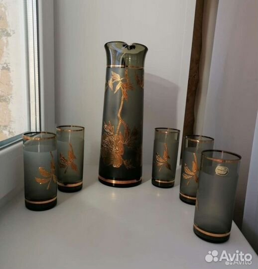 Набор для воды богемия позолота дымчатый