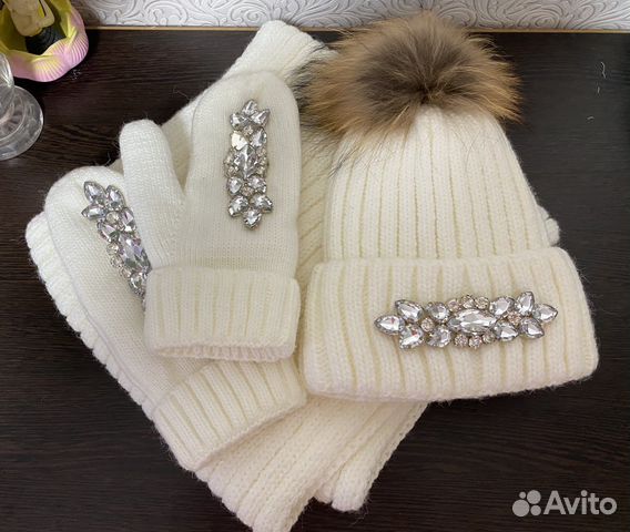 Набор шапка, шарф, варежки