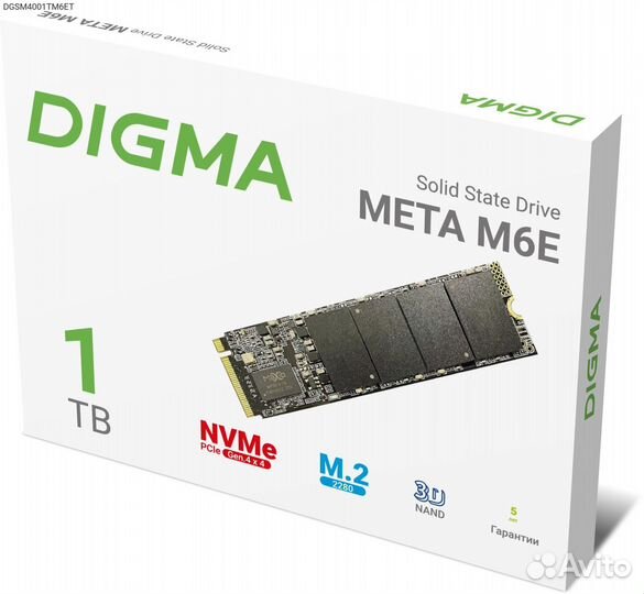 Dgsm4001TM6ET, Диск SSD Digma Meta M6E M.2 2280 1