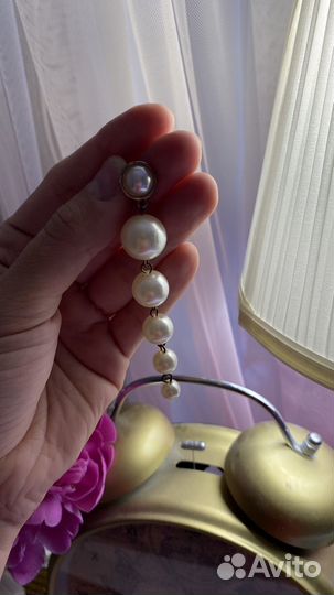 Серьги висячие с жемчугом