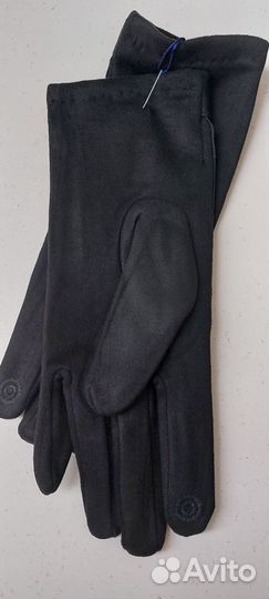 Перчатки комбинир-е велюр с экокожей внутри флис