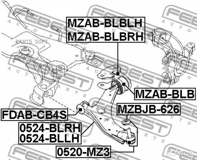 Рычаг передний правый mazda 3 BL 2009-2013/ Axela