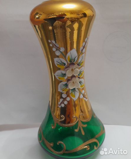 Колба для люстры смальта зелёное золото