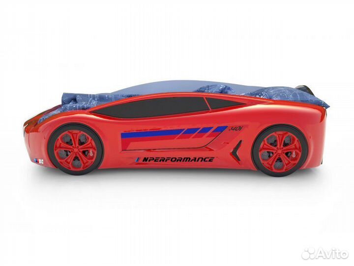 Кровать машина 3D BMW красная