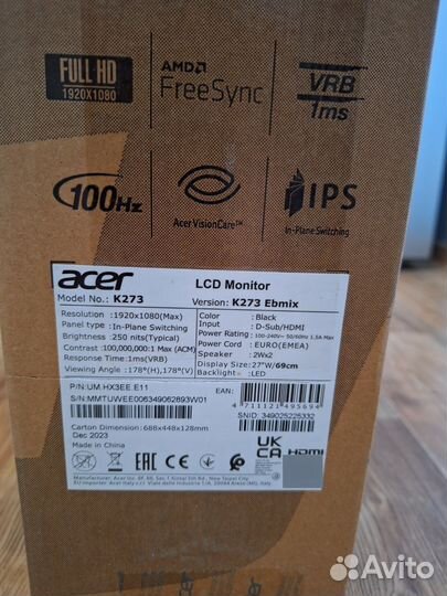 Новый монитор Aser 27