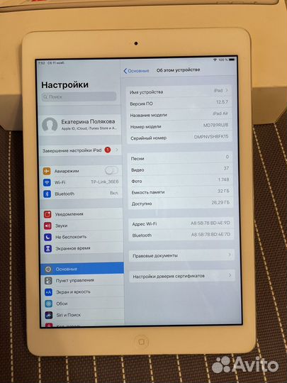 iPad air 1 32gb Wifi 2015г