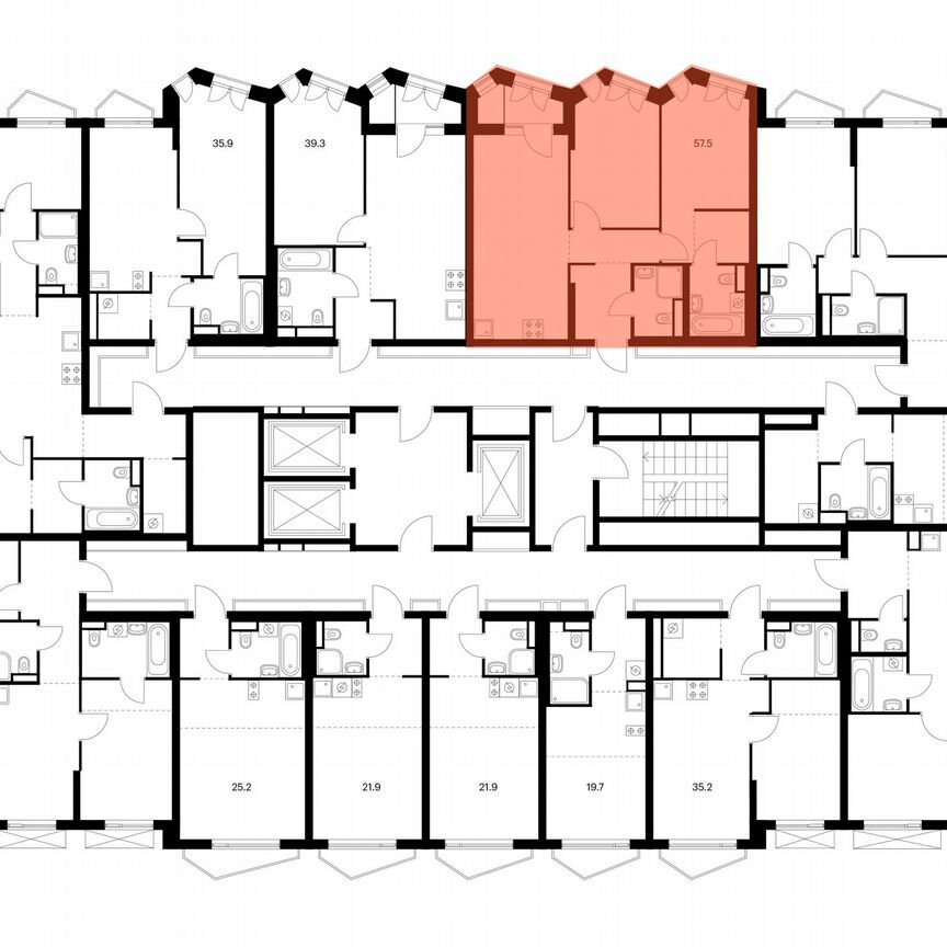 2-к. квартира, 57,5 м², 20/24 эт.