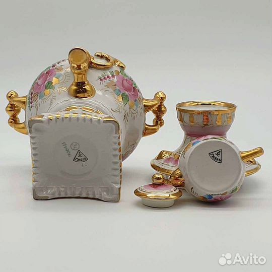 Гжель самовар и чайник Фарфор СССР Керамика