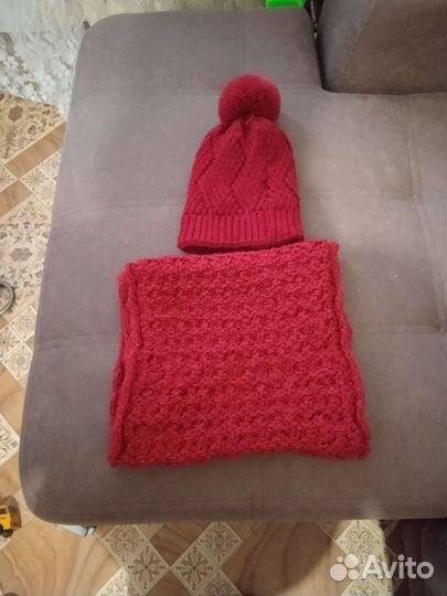 Комплект шапка и снуд зимний