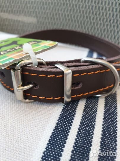 Ошейник для собаки новый кожаный со стразами