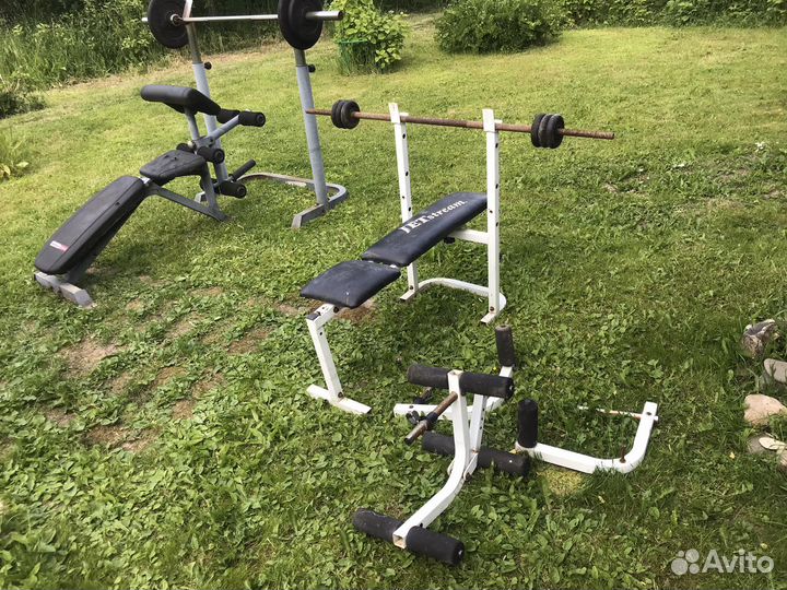 Стойка для штанги, штанга с блинами