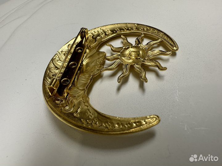 Брошь луна и солнце