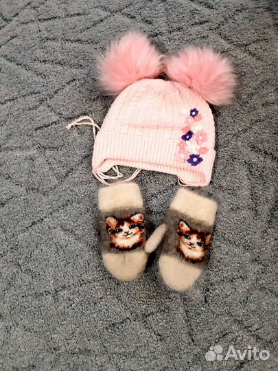 Куртка, пальто на 2-3 года, 92см (шапка, варежки)