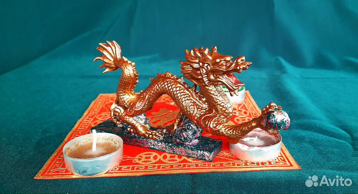 Фигурка бронзовый китайский фен шуй дракон