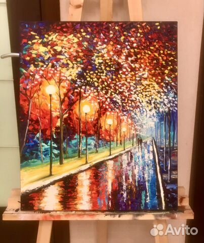 Картина маслом на холсте пейзаж осень