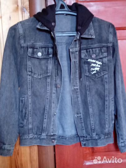 Куртка джинсовая подростковая с капюшоном, жакет