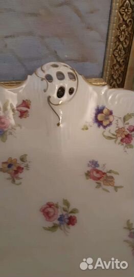 Антикварное блюдо на ножках Германия фарфор