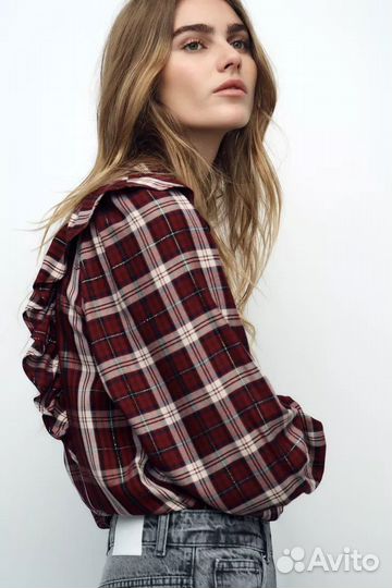 New Рубашка с оборками Zara с люрексом M Испания