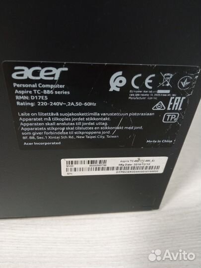 Игровой компьютер в сборе acer Aspire tc 886