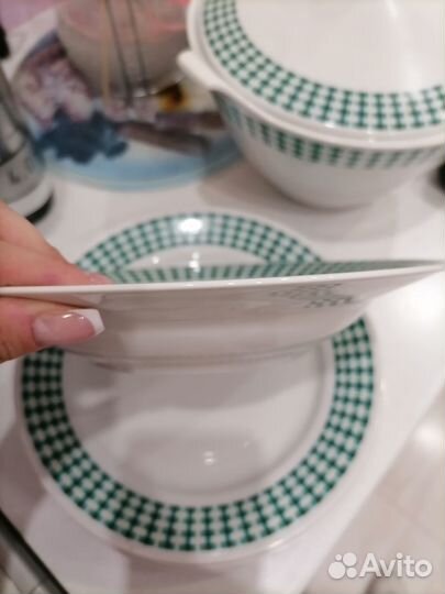 Набор столовых тарелок с супницей фарфор ГДР