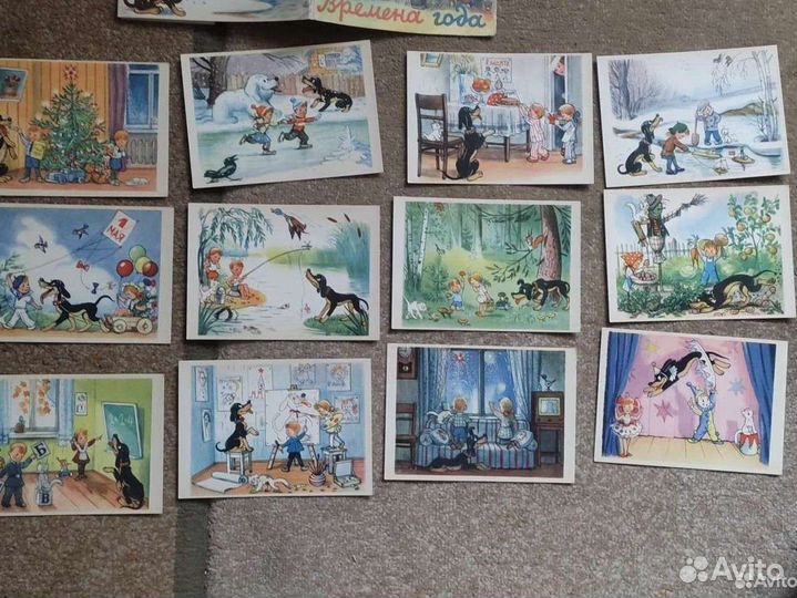 Набор открыток. Времена Года. Рис. В.Сутеев. 1959г