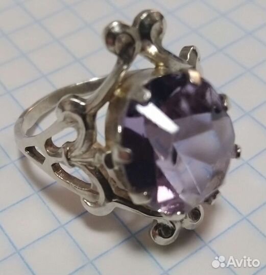 Серебряное кольцо аметист звезда 875 пр гост СССР