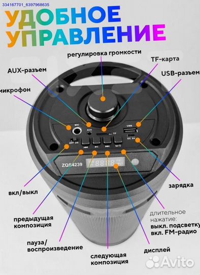 Колонка Музыкальная Беспроводная Новая (Арт.96991)