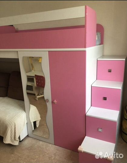 Детская кровать чердак со шкафом