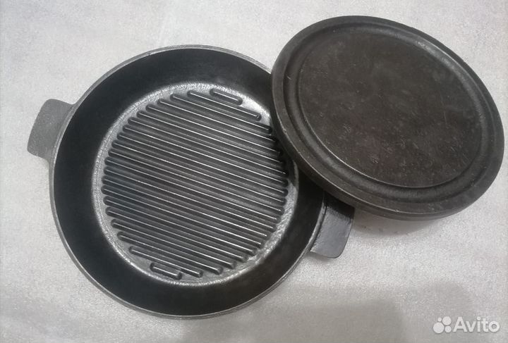 Сковорода-гриль чугунная с прессом СССР