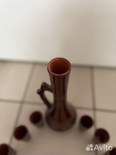 Графин, кувшин, штоф с рюмками. Дерево. СССР