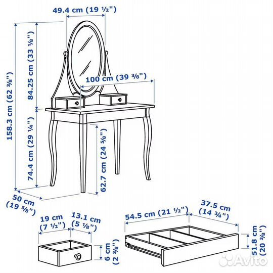 Туалетный столик с зеркалом hemnes IKEA