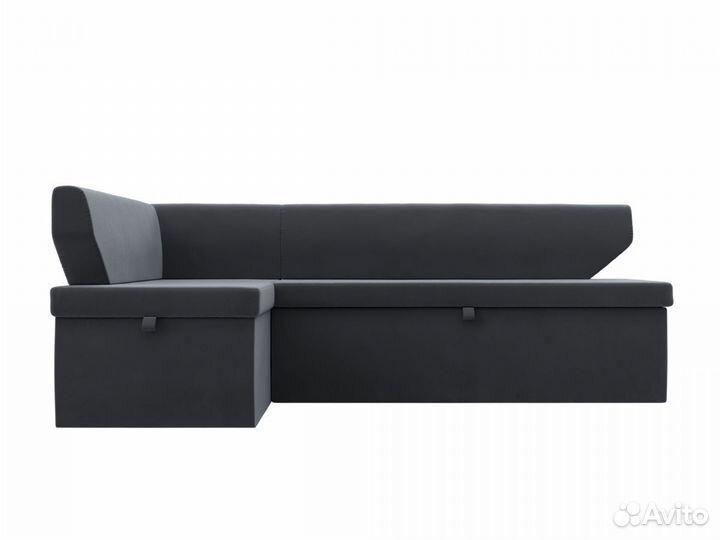 Диван кухонный угловой Омура левый угол, велюр, серый