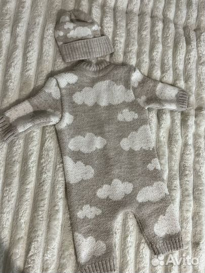 Вязаный комбинезон для новорожденных 56-62