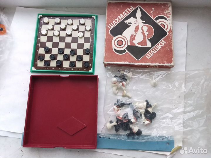 Настольные шашки, шахматы магнитые СССР полный ком