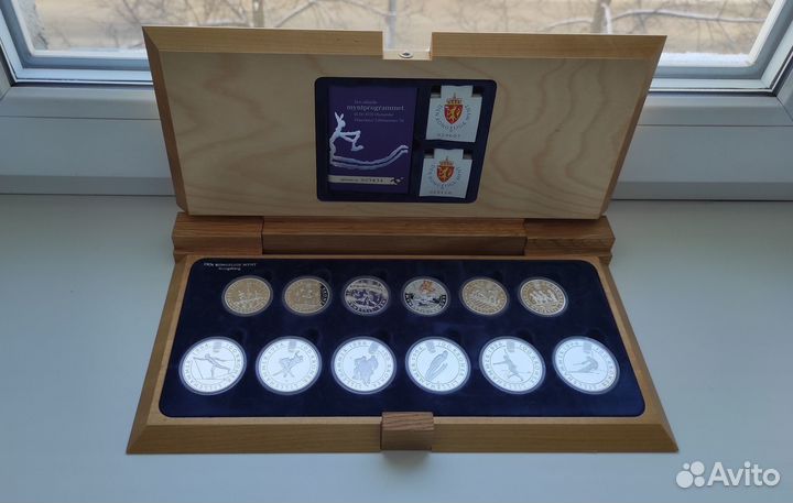 Олимпиада Лиллехаммер 1994 12 монет серебро пруф